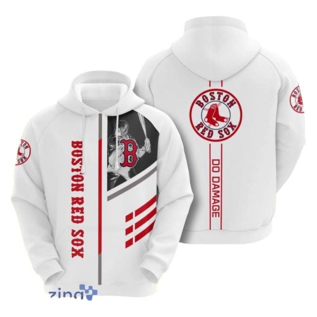 Official MLB Boston Red Sox Do Damage White 3D Hoodies For Fans