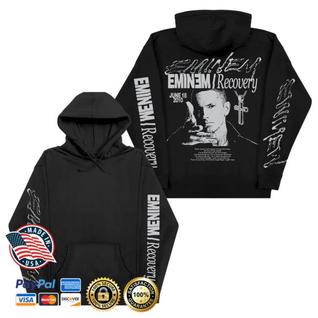 Official Eminem Merch Store Slim Shady Eminem Recovery Popover Sweatshirt  (Black) Eminem Apparel Clothing Shop SlimShady - WBMTEE
