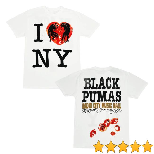 Official Hello Merch Black Pumas I Love Ny Tee HelloMerch Official Hello Merch Black Pumas I Love Ny Tee HelloMerch
