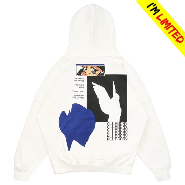 Official Allegory Clothing The Wired Heavyweight Attractive Hoodie / White Allegory House Merch Official Allegory Clothing The Wired Heavyweight Attractive Hoodie / White Allegory House Merch