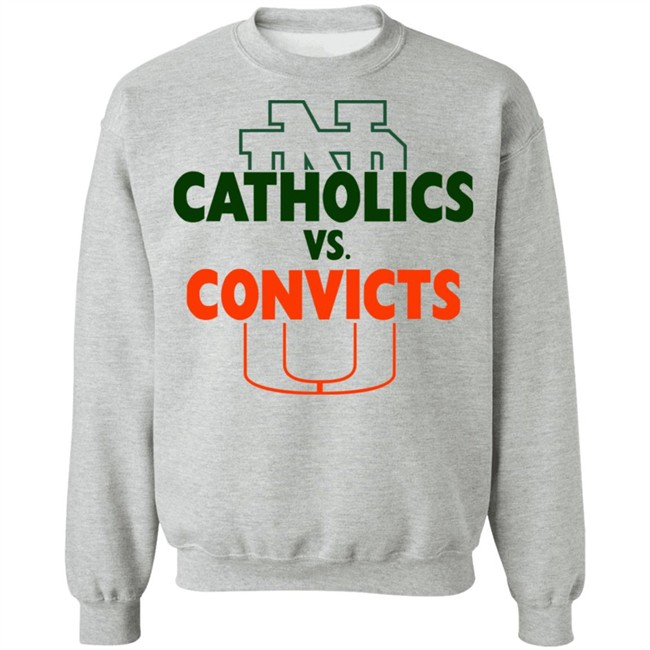 Catholics vs Convicts ND vs Miami Tee White T Shirts Catholics vs Convicts ND vs Miami Tee White T Shirts