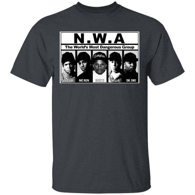NWA T Shirt NWA The World's Most Dangerous Group ICE CURE MC REN EAZY E YELLA DR. DRE Black Shirts NWA T Shirt NWA The World's Most Dangerous Group ICE CURE MC REN EAZY E YELLA DR. DRE Black Shirts