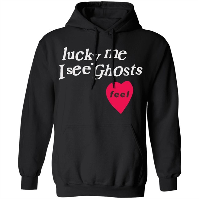 Kanye Kids See Ghosts Lucky Me I See Ghosts Print Hoodie Pullover Streetwear Kanye Sweatshirts Hip Hop Hooded Hoodie Black