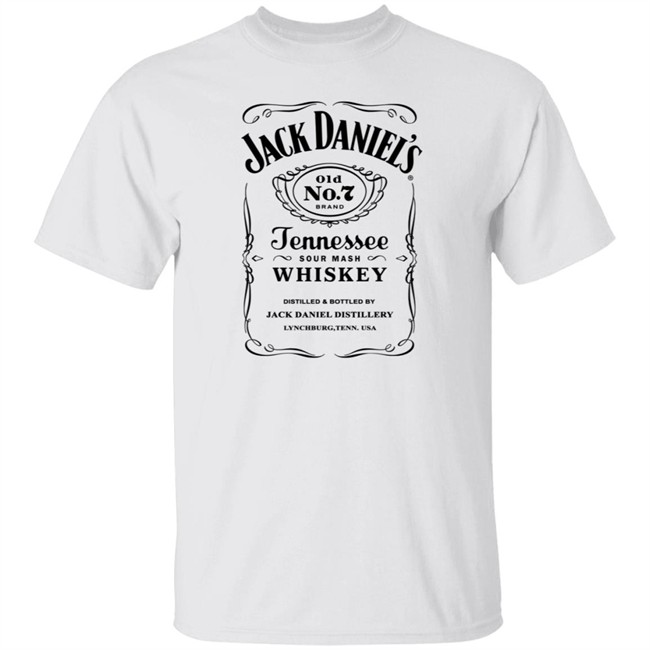 Jack Daniels Old No 7 T Shirt Jack Daniels T Shirts Jack Daniels Old No 7 Brand Tennessee Sour Mash Whiskey DISTILLED & BOTTLED BY JACK DANIEL DISTILLERY LYNCHBURG,TENN. USA