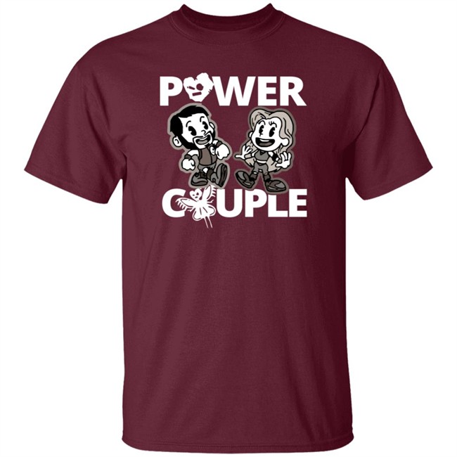 WWE Merch Johnny Gargano Candice LeRae Power Couple Cartoon T Shirt WWE Merch Johnny Gargano Candice LeRae Power Couple Cartoon T Shirt