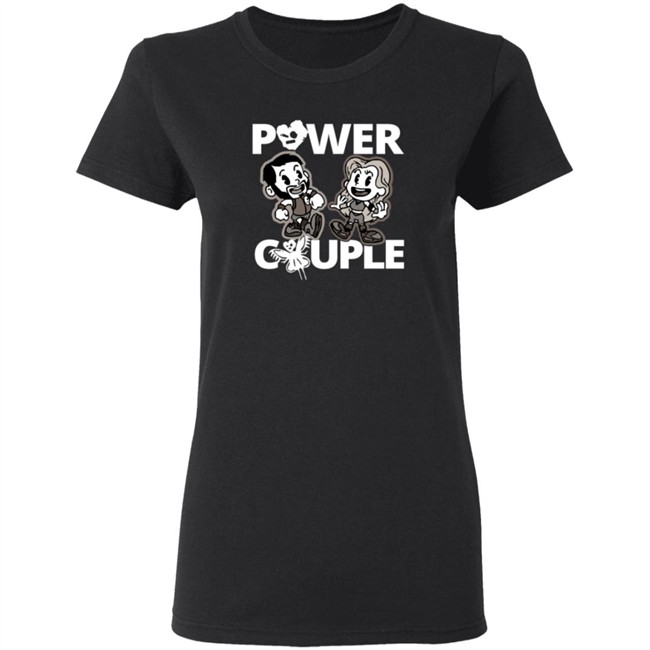 WWE Merch Johnny Gargano Candice LeRae Power Couple Cartoon T Shirt WWE Merch Johnny Gargano Candice LeRae Power Couple Cartoon T Shirt