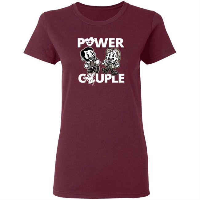 WWE Merch Johnny Gargano Candice LeRae Power Couple Cartoon T Shirt WWE Merch Johnny Gargano Candice LeRae Power Couple Cartoon T Shirt