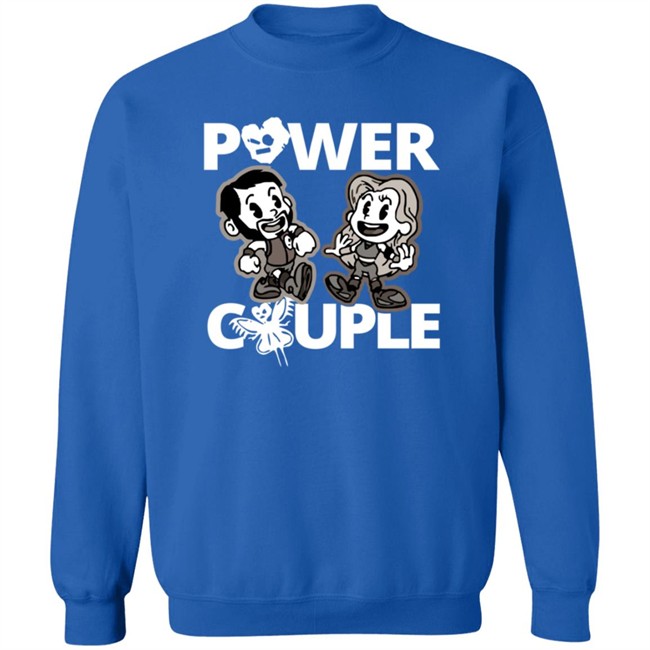 WWE Merch Johnny Gargano Candice LeRae Power Couple Cartoon T Shirt WWE Merch Johnny Gargano Candice LeRae Power Couple Cartoon T Shirt