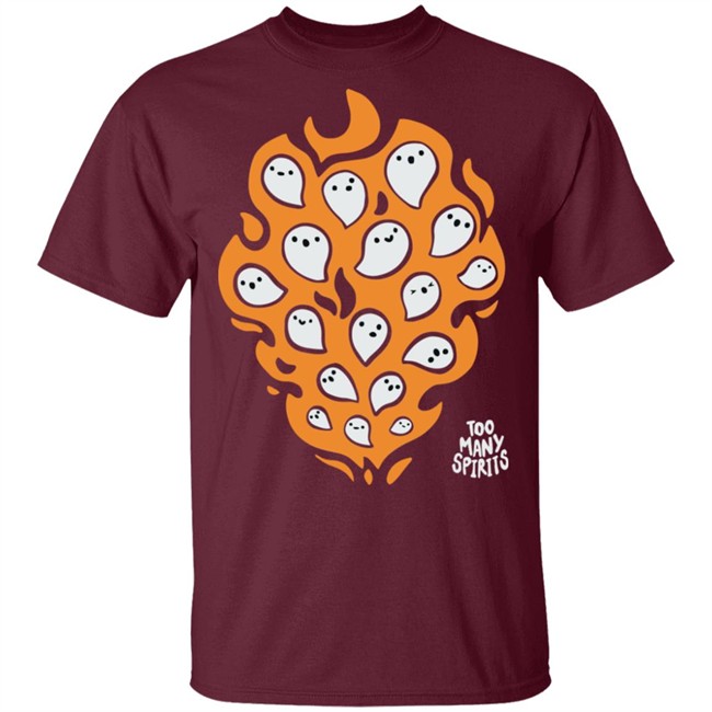 Watcher Too Many Spirits Ghosties Flame Tee Shirt Watcher Too Many Spirits Ghosties Flame Tee Shirt