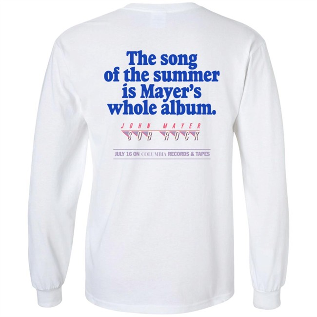 John Mayer Store Merch Sob Rock Universe Billboard - Song of the Summer Is Mayer’s Whole Album Tee Shirt John Mayer Store Merch Sob Rock Universe Billboard - Song of the Summer Is Mayer’s Whole Album Tee Shirt