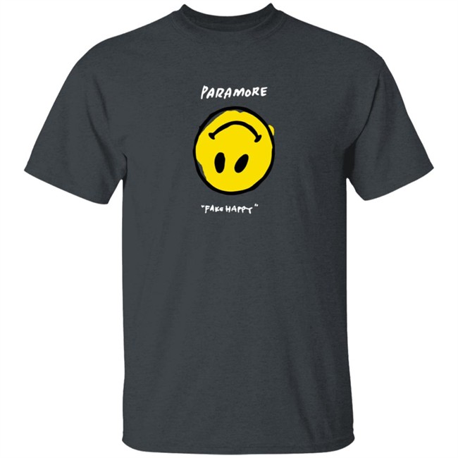 Paramore Merch Paramore Fake Happy Black T Shirt Paramore Merch Paramore Fake Happy Black T Shirt