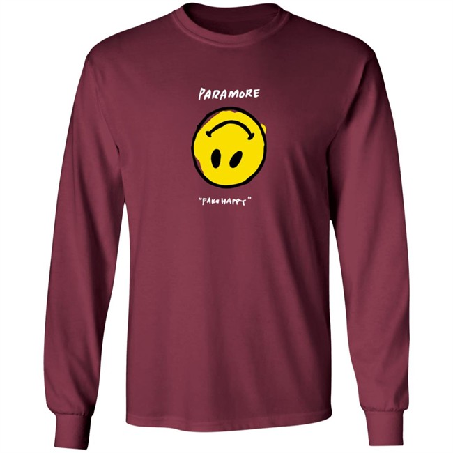 Paramore Merch Paramore Fake Happy Black T Shirt Paramore Merch Paramore Fake Happy Black T Shirt