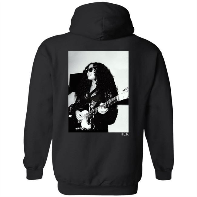 H.E.R. Merch Girls With Guitars Black Hoodie H.E.R. Merch Girls With Guitars Black Hoodie