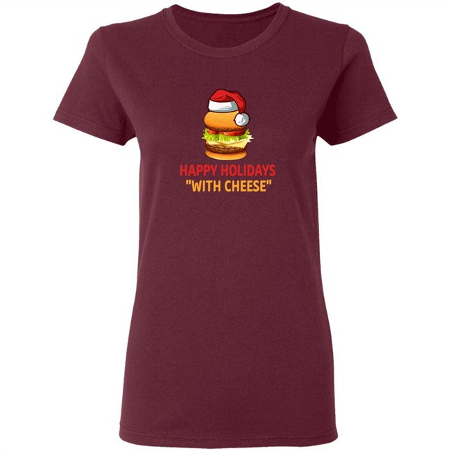 Hamburger Happy Holidays With Cheese Christmas Shirt Hamburger Happy Holidays With Cheese Christmas Shirt