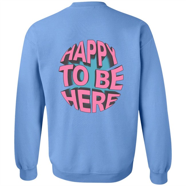 Limited Edition Space Zebra Merch Happy To Be Here Ice Blue Hoodie Limited Edition Space Zebra Merch Happy To Be Here Ice Blue Hoodie