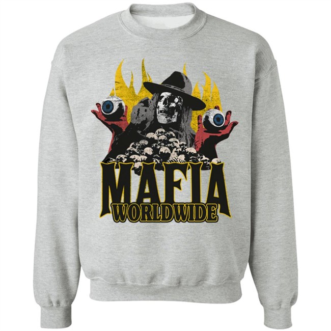 Mafia Worldwide Merch Skulls On Fire Tee Shirt Mafia Worldwide Merch Skulls On Fire Tee Shirt