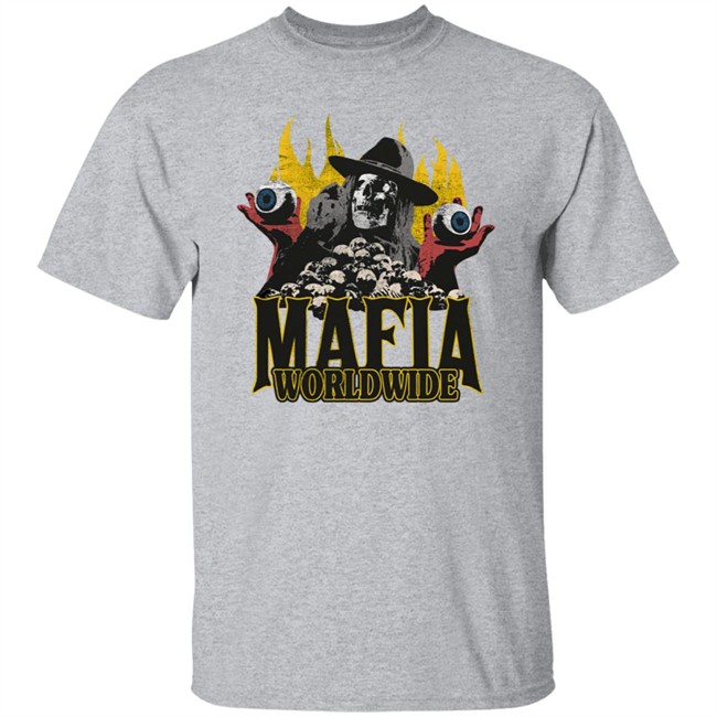 Mafia Worldwide Merch Skulls On Fire Tee Shirt Mafia Worldwide Merch Skulls On Fire Tee Shirt
