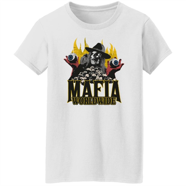 Mafia Worldwide Merch Skulls On Fire Tee Shirt Mafia Worldwide Merch Skulls On Fire Tee Shirt