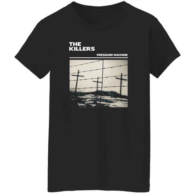 The Killers Music Shop Merch Pressure Machine Barbed Wire Black T Shirt The Killers Music Shop Merch Pressure Machine Barbed Wire Black T Shirt
