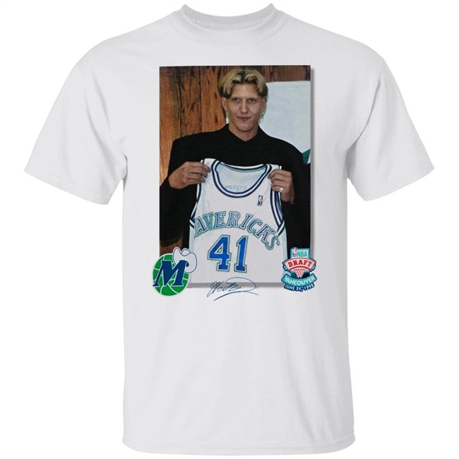 Luka Doncic And Mark Cuban Dallas Mavericks Mitchell & Ness Dirk Nowitzki Draft Jersey Tee Shirt Dallasmavs Shop Merch
