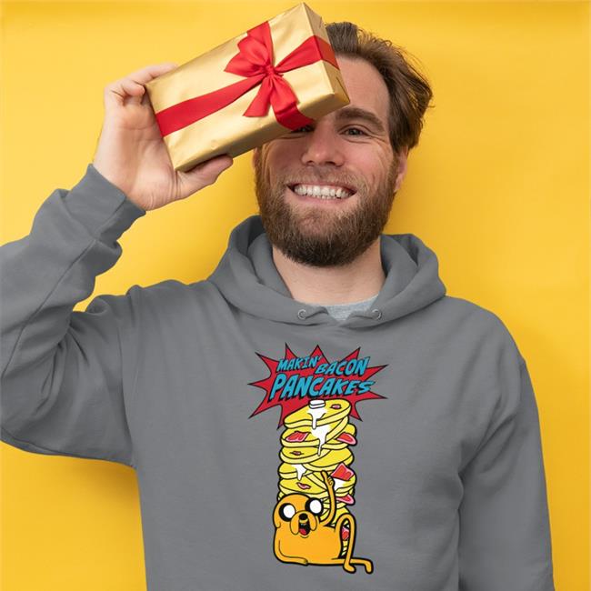 Jake Makin Bacon Pancakes Crewneck Sweatshirt Adventure Time Hugh Jackman