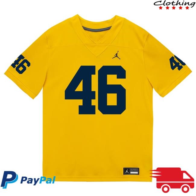 The M Den Michigan Wolverines #46 Crandall Quinn Student Athlete Maize Football Jersey New Shirt