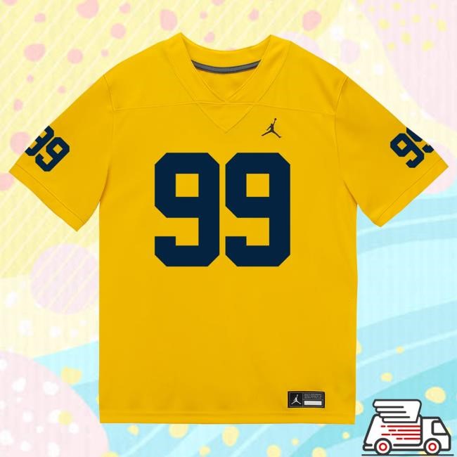 Michigan Wolverines #99 Bobby Kanka Student Athlete Maize Football Jersey Tee The M Den Shop