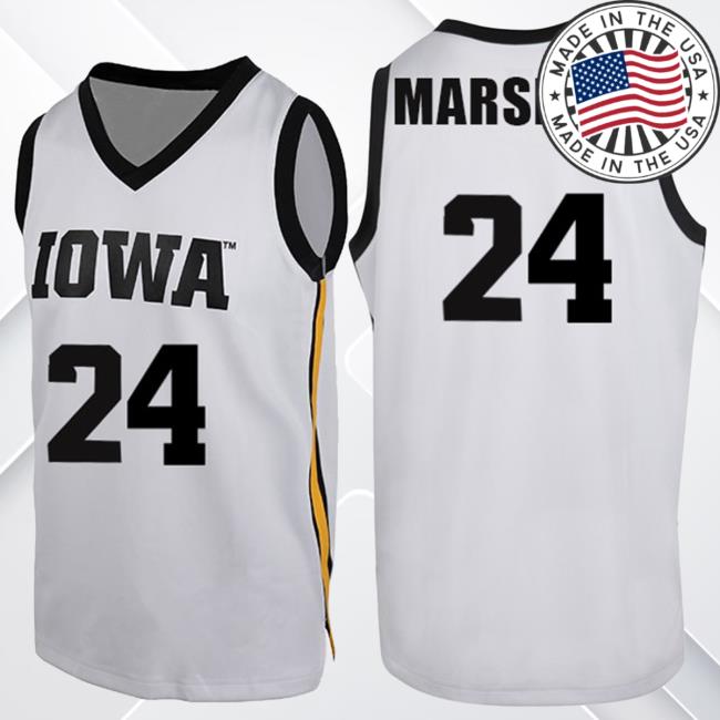 Official Iowa Hawkeyes Merch Store Iowa Hawkeyes Marshall #24 White Jersey Shirt 2024 Iowa Hawkeyes Apparel Clothing Shop