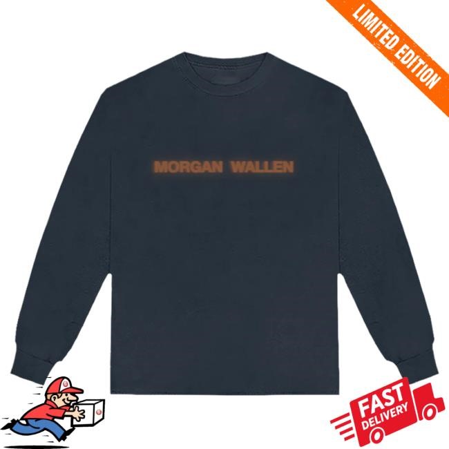 Official Morgan Wallen Merch Store Morgan Wallen Flames Live Photo Navy Long Sleeve Top Shirt Morgan Wallen Apparel Clothing Shop MorganWallen