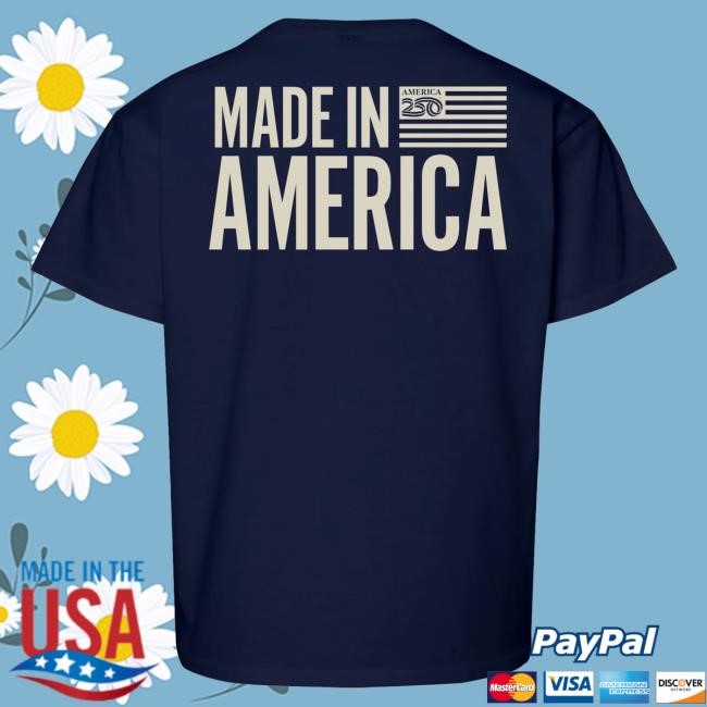 Official America250 Made In America Youth T-Shirt Game Day Style Durable Made In America Youth T-Shirt America250 Event Wear