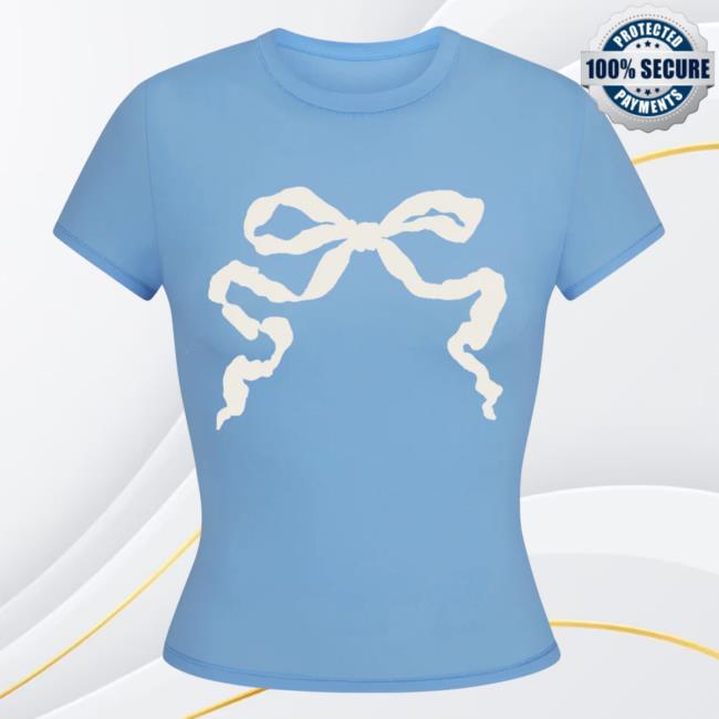 Official Lana Del Rey New Store Shop Merch Blue Cropped Tees With Ribbon