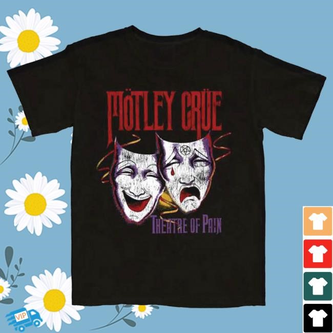Official Mötley Crüe Merch Motley Crue Theatre of Pain Vintage Tracklist T Shirt