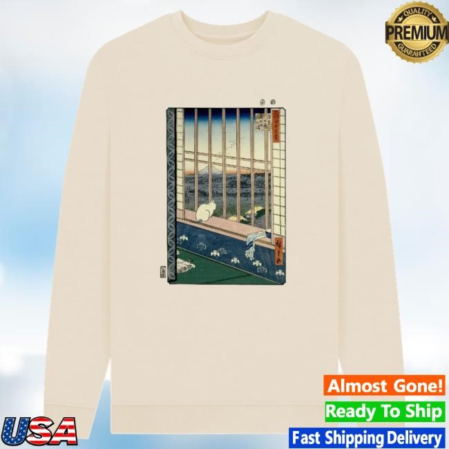 Hiroshige Rice Fields at Asakusa Unisex Crewneck, Oat British Museum Store Shop Official Store Shop
