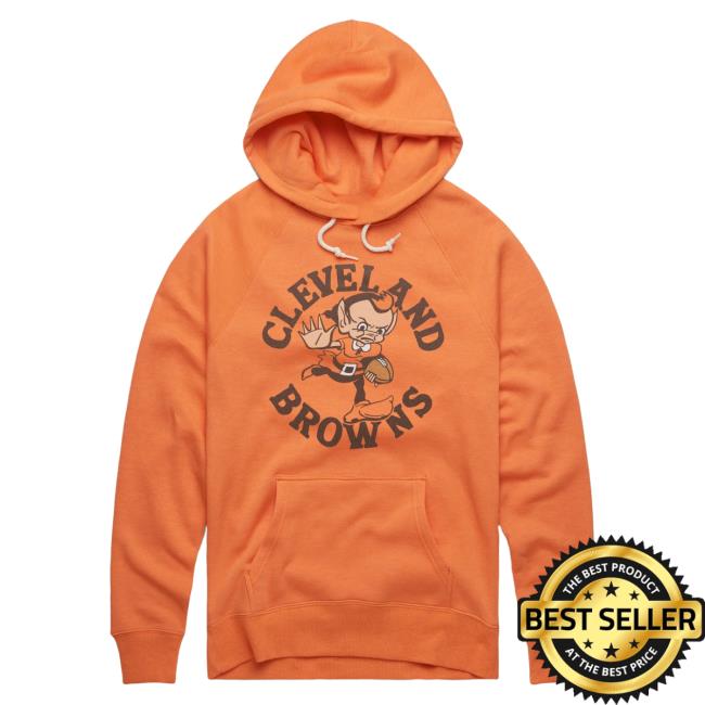 Official Homage Merch Store Homage Cleveland Browns Brownie Stiff Arm Crew neck Sweatshirt Orange Homage Apparel Clothing Shop