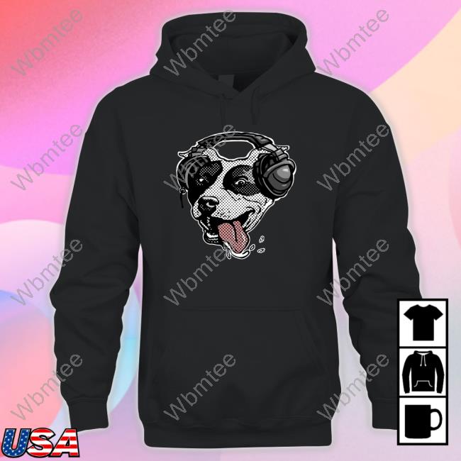 Official Cute Pit Bull Dog With Music Headphones Hoodie