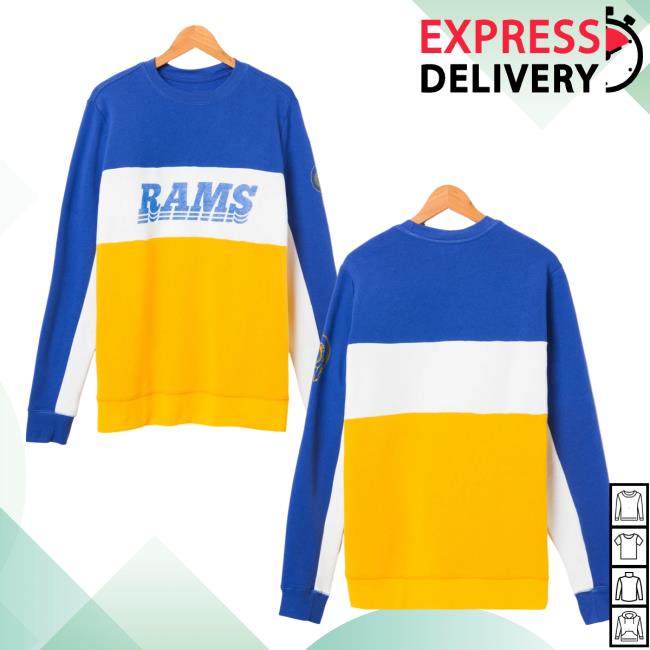 Official Junk Food Apparel Clothing Store Shop Junkfoodclothing Los Angeles Rams Color Block Pullover Hoodie