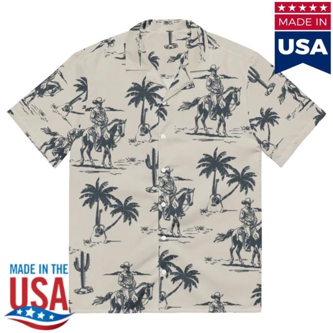 Official Wyatt Flores Merch Shop Wyatt Flores Vacation Cowboy White Hawaiian Shirt 2024