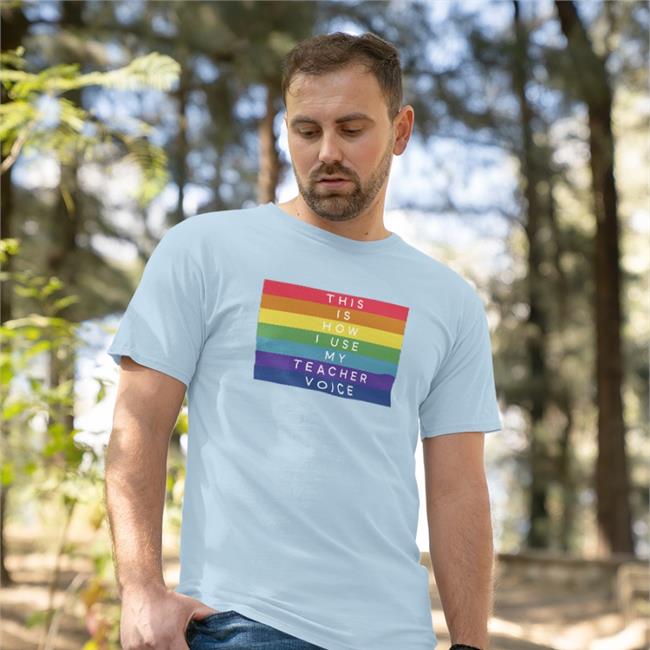 Queer This Is How I Use My Teacher Voice Pride Sweatshirt LGBTQ Community Libs of TikTok Lisa Boothe