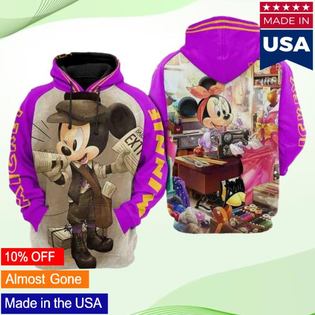 Official Mickey And Minnie Disney Over Print 3D 15 Hoody