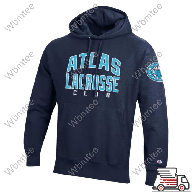 Official Premier Lacrosse League Shop Champion Atlas Lacrosse Throwback Reverse Weave Pullover Sweatshirt Marine Navy