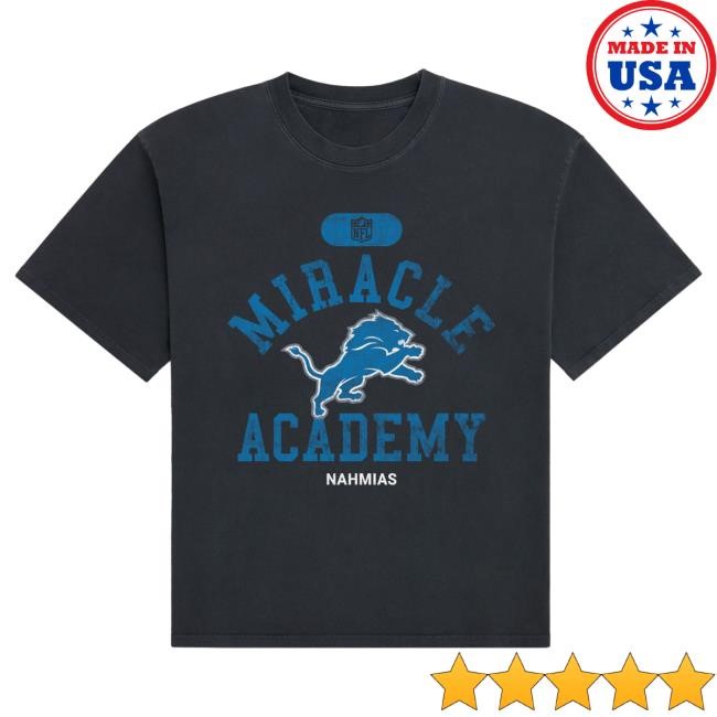 Official Detroit Lions Store Merch Unisex Miracle Academy Black Detroit Lions Boxy Top Shirt by NFL