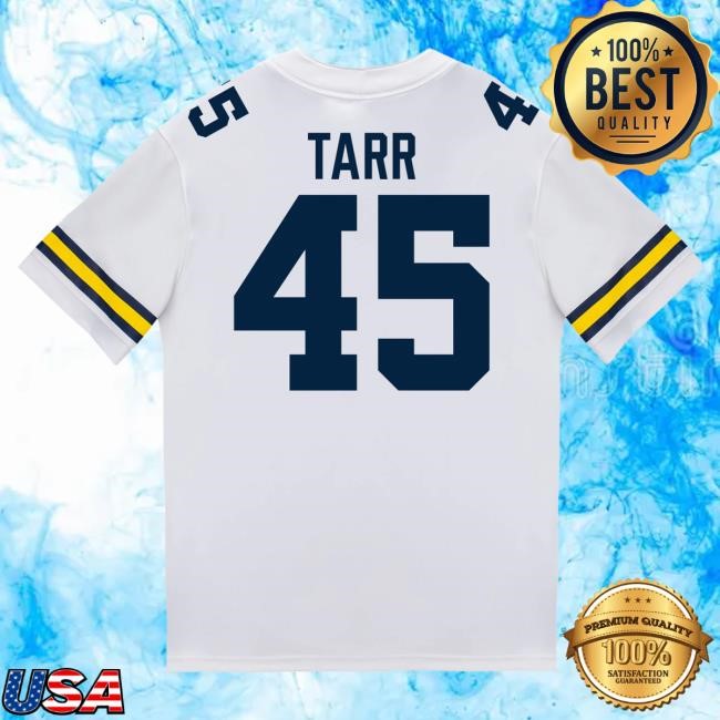 Michigan Wolverines #45 Greg Tarr Student Athlete White Football Jersey Shirts The M Den Shop