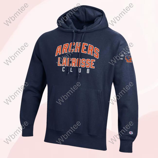 Official Premier Lacrosse League Shop Champion Archers Lacrosse Throwback Reverse Weave Hooded Sweatshirt Marine Navy