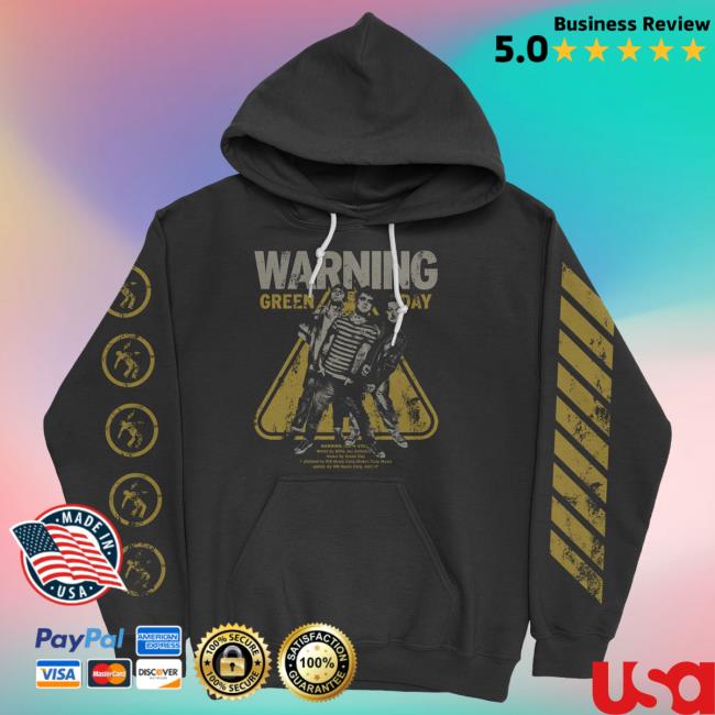 Official Green Day Apparel Clothing Merch Store Green Day Warning Sign Hooded Sweatshirt GreenDay Shop