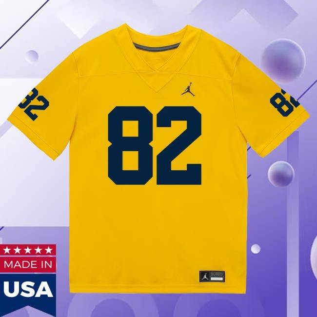 Michigan Wolverines #82 Devon Baxter Student Athlete Maize Football Jersey Tees The M Den Shop Official