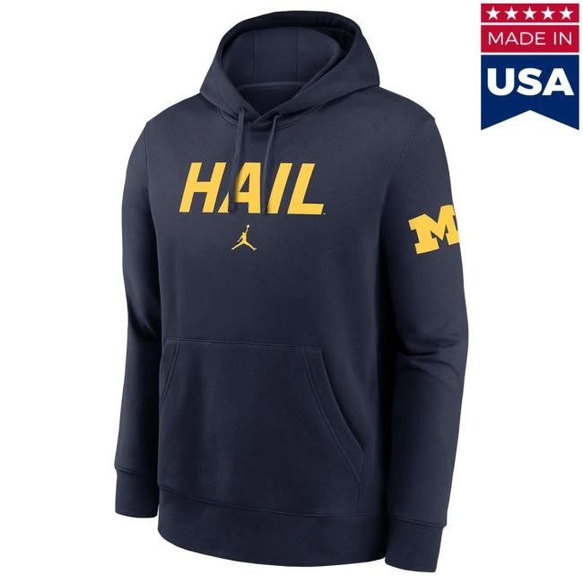 Michigan Wolverines Navy Nike Club Fleece Hail Pullover Hoodie The M Den Official Shop
