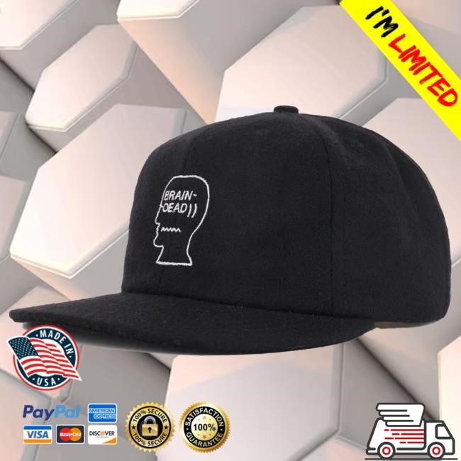 Official Brain Dead Merch Shop Brain Dead Flannel Classic Logohead 6 Panel Hat - Black