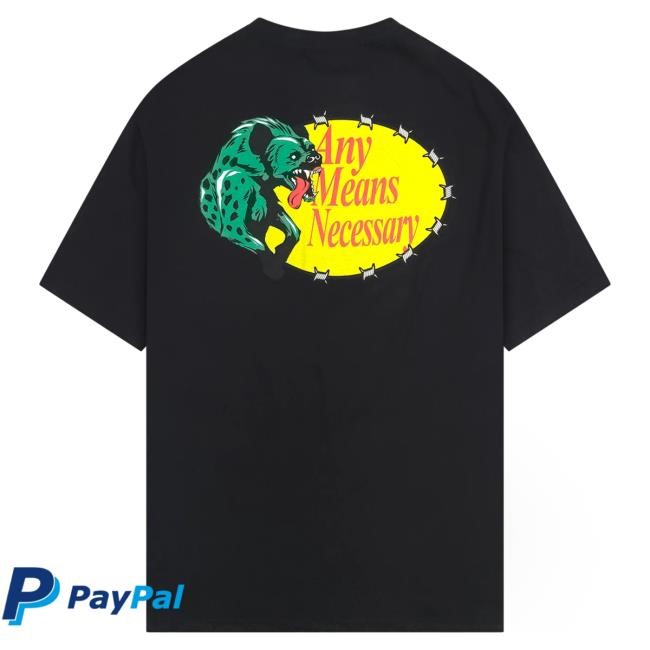 Official Any Means Necessary Clothing Hyena Pro Attractive Shirt Black Andromeda