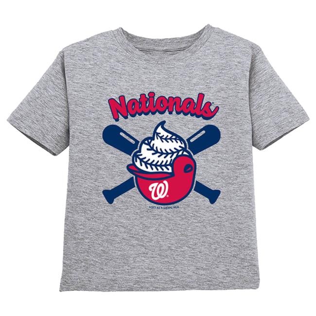 Washington Nationals Toddler Grey Ice Cream Helmet Short Sleeve Tee | Rally House Official Merch Store – Buy Official MLB T Shirt