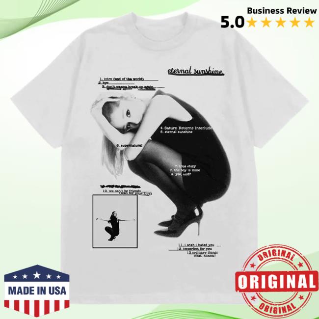 Official Ariana Grande Merch Store Ariana Grande Eternal Sunshine Tracklist White Attractive Shirt# Ariana Grande Apparel Clothing ArianaGrande